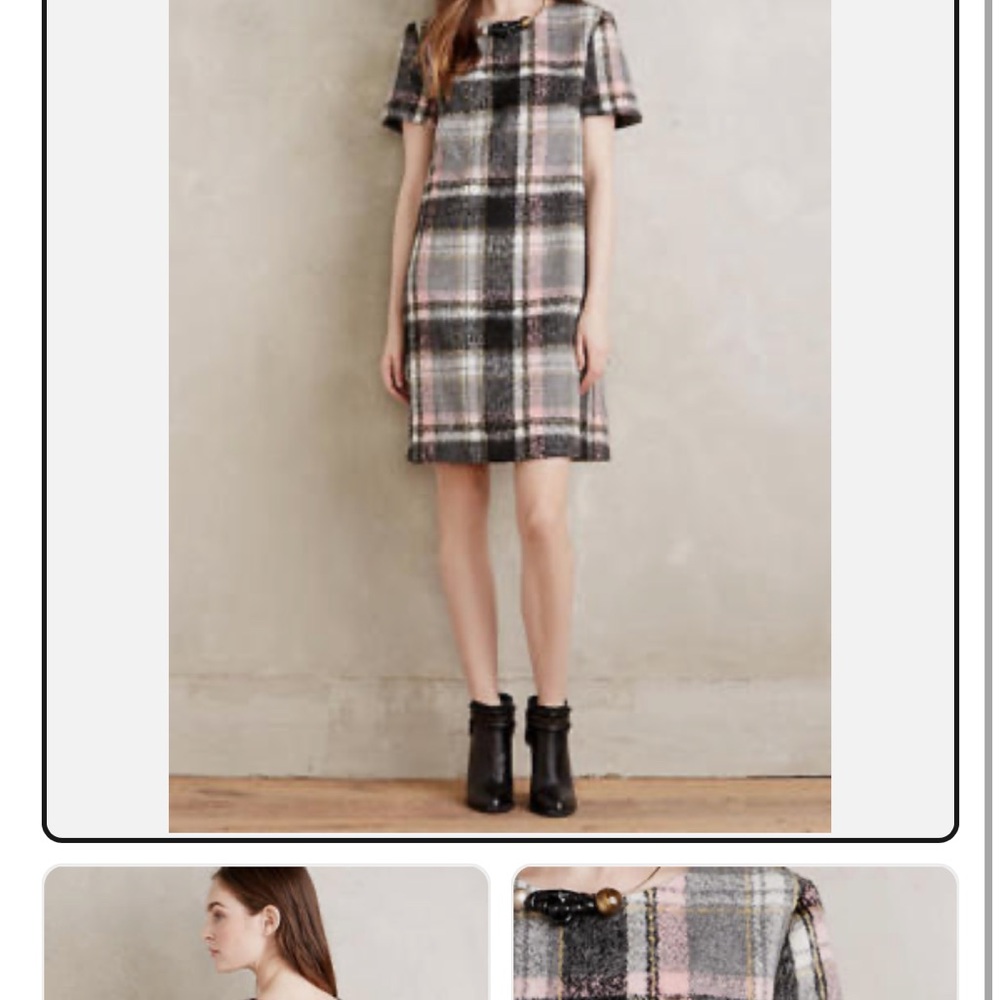 Anthropologie Frontier Plaid Dress By Line & Dot Wool Blend Shift